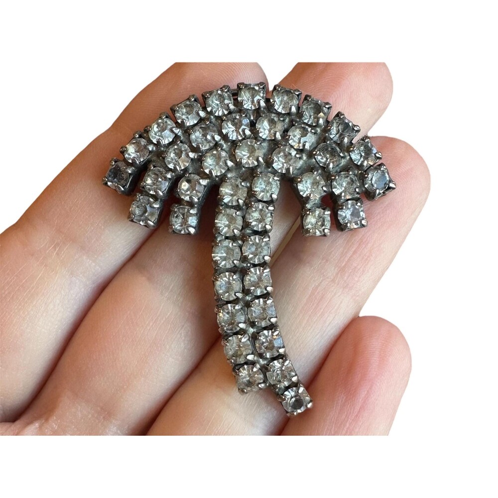 Vintage Jewelry Rhinestone Palm Tree Pendant Bling Sparkly Flashy Tropical